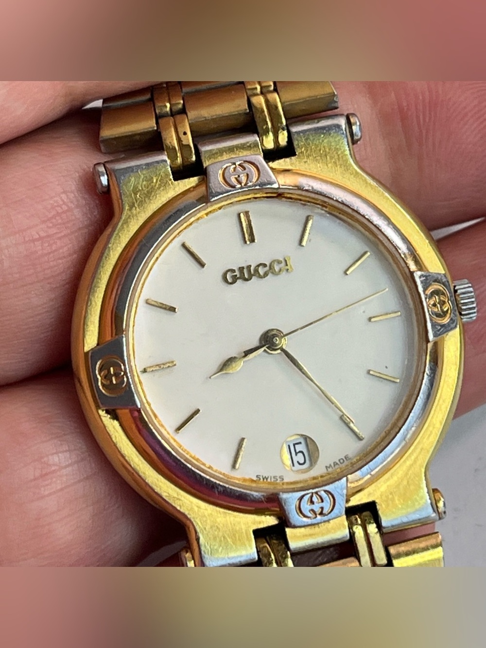 GUCCI 9200M men’s watch 10microns gold pated. - Picture 3 of 16